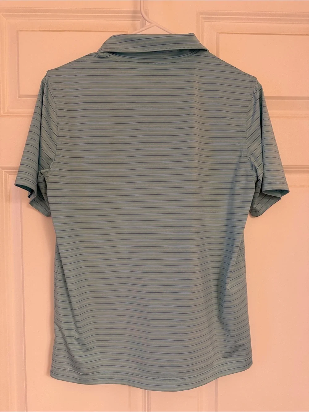 Vineyard Vines Men's Striped Polo in Aqua and Blue (kids large)